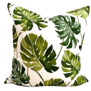 Outdoor Pillow Covers, Tropical Pillow Cover, Green Leaf Pillow Cover, Banana Leaf Pillow Cover for a 20x20&quot; or 18x18&quot; Pillow Cover