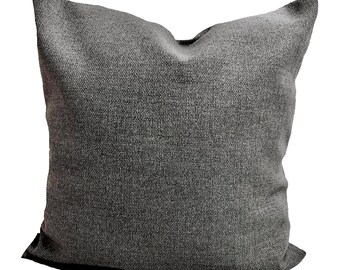 Solid CHARCOAL Pillow COVERS, Charcoal TWEED Pillow Covers, Solid Grey Pillows, Euro Shams, 20x20 Pillows, 18x18 Pillows, All Sizes