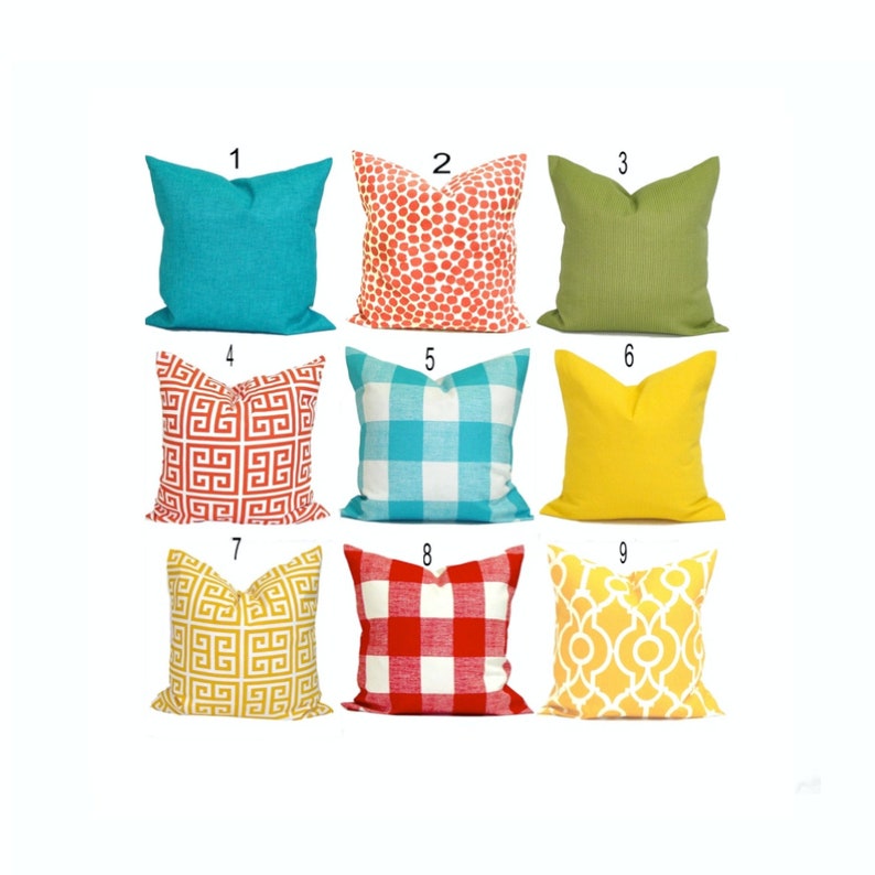 Outdoor Pillow COVERS, Outdoor Throw Pillow Covers, Yellow Pillow Cover, Orange Pillow Cover, 20x20, 18x18, 16x16, ALL SIZES