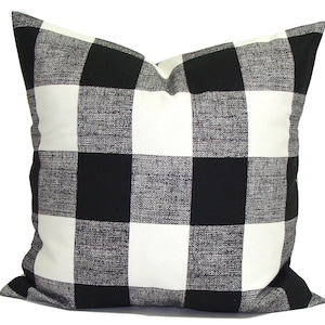 Black Pillow COVER, Black Check Pillow Cover, Black Plaid Pillow Cover, All Sizes Incl Euro Shams