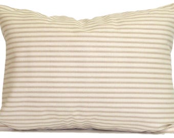 Tan Ticking Pillow Cover Sale, Tan Pillow Cover, Tan Farmhouse Pillow Covers for 12x16, 12x18 or 12x20 Lumbar Pillows