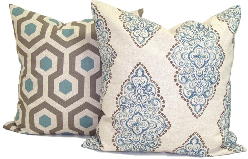 Solid Chambray Pillow Solid Blue Lumbar Pillow Cover for a Etsy