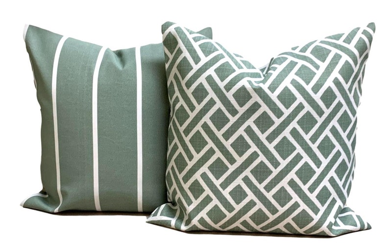 Green Pillow Covers, Outdoor Pillow Covers, Green Throw Pillow Covers for 18x18, 16x16, 20x20 Pillow Covers image 3