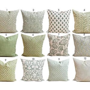 Green Pillow COVERS. Green Throw Pillow Covers, Blue Green Pillow Covers for 16x16, 20x20, 18x18 Pillows, ALL SIZES incl Euro Shams