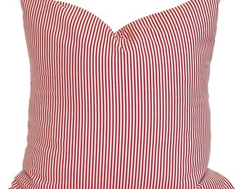 Christmas Pillow Covers, Red Ticking Pillow Cover, Farmhouse Christmas Pillow, 14x14" Pillow Covers