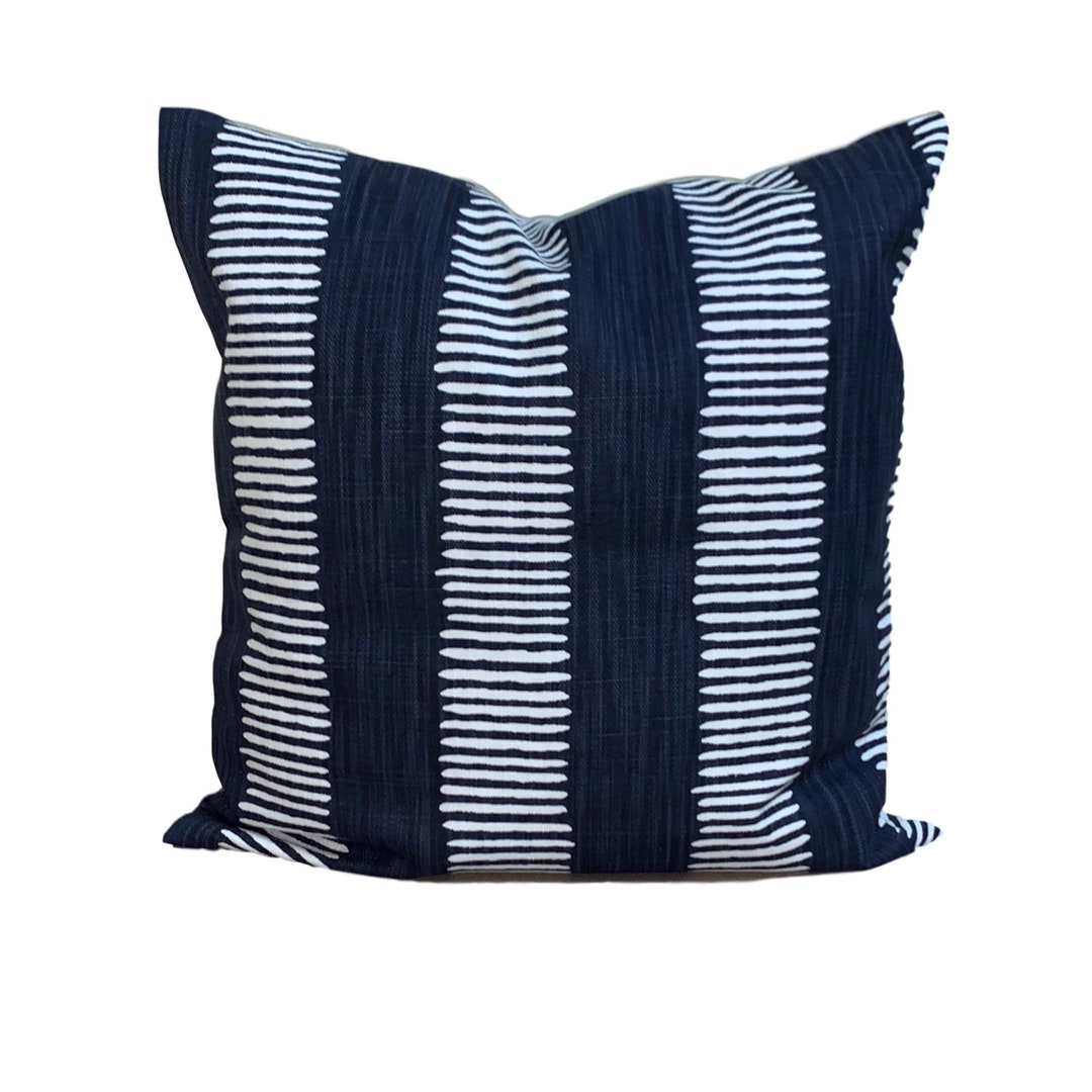 Navy Blue Stripe Pillow, Navy Pillow Cover, Navy Euro Sham, Navy Blue