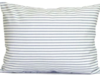 Pillow Cover Sale, Blue Lumbar Pillow Cover. Blue Ticking Pillow Cover, 12x16" or 12x18 or 12x20" Lumbar Pillow Cover