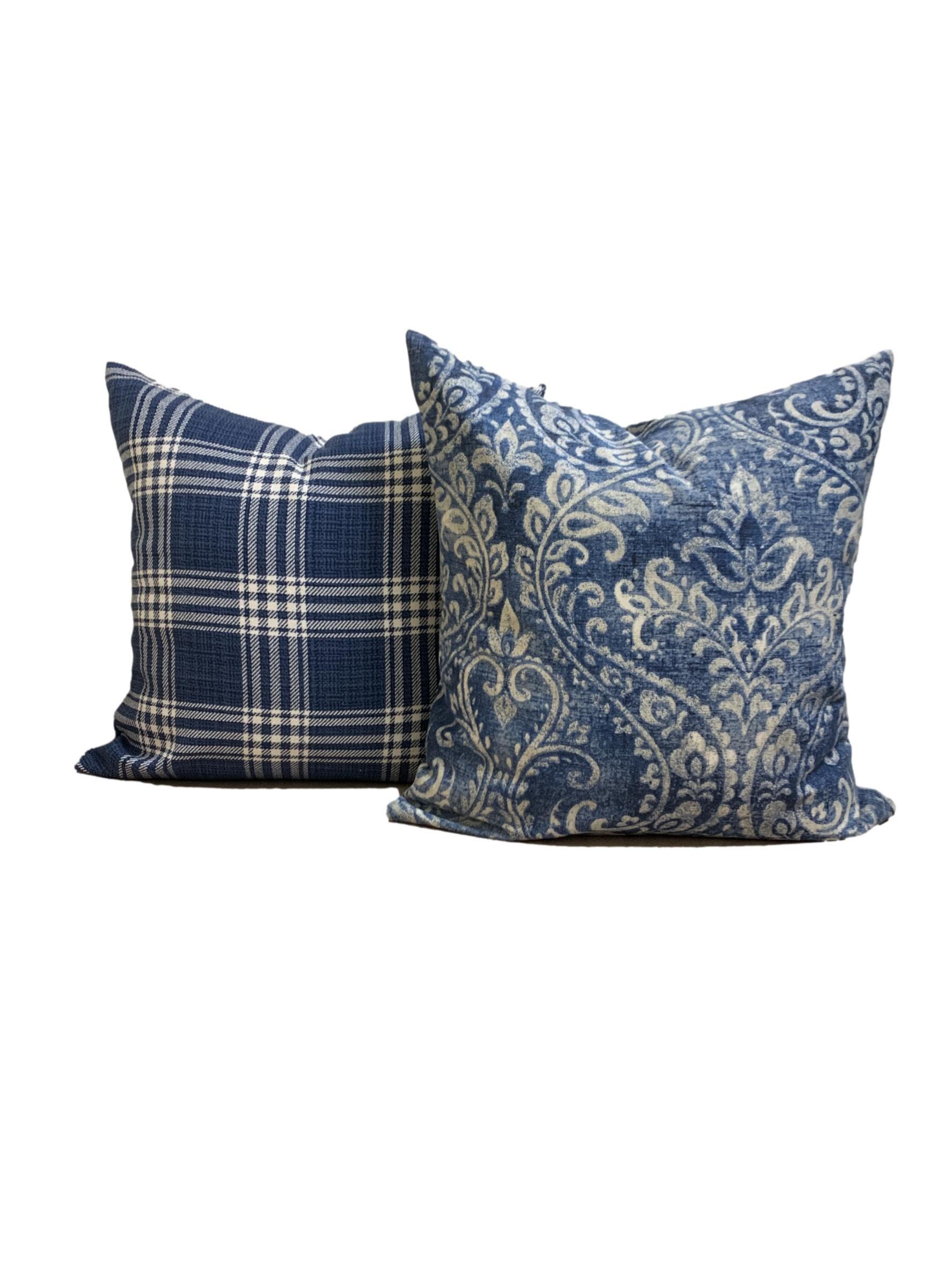 Blue Pillow Covers Indigo Blue Pillow Cover Blue Ikat Pillow Etsy