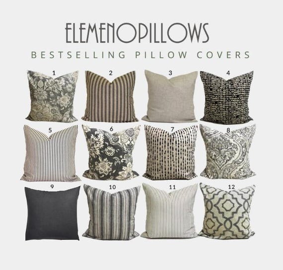 Tan Pillow Covers, Gray Pillow Covers, Grey Throw Pillow Covers, Tan Throw Pillow Covers for 20x20, 16x16 Pillows, 18x18 Pillows, All Sizes