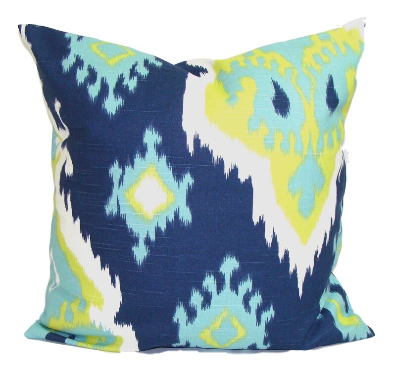 Feather Throw Pillow Covers Green Pillows Blue Pillows Ikat Etsy
