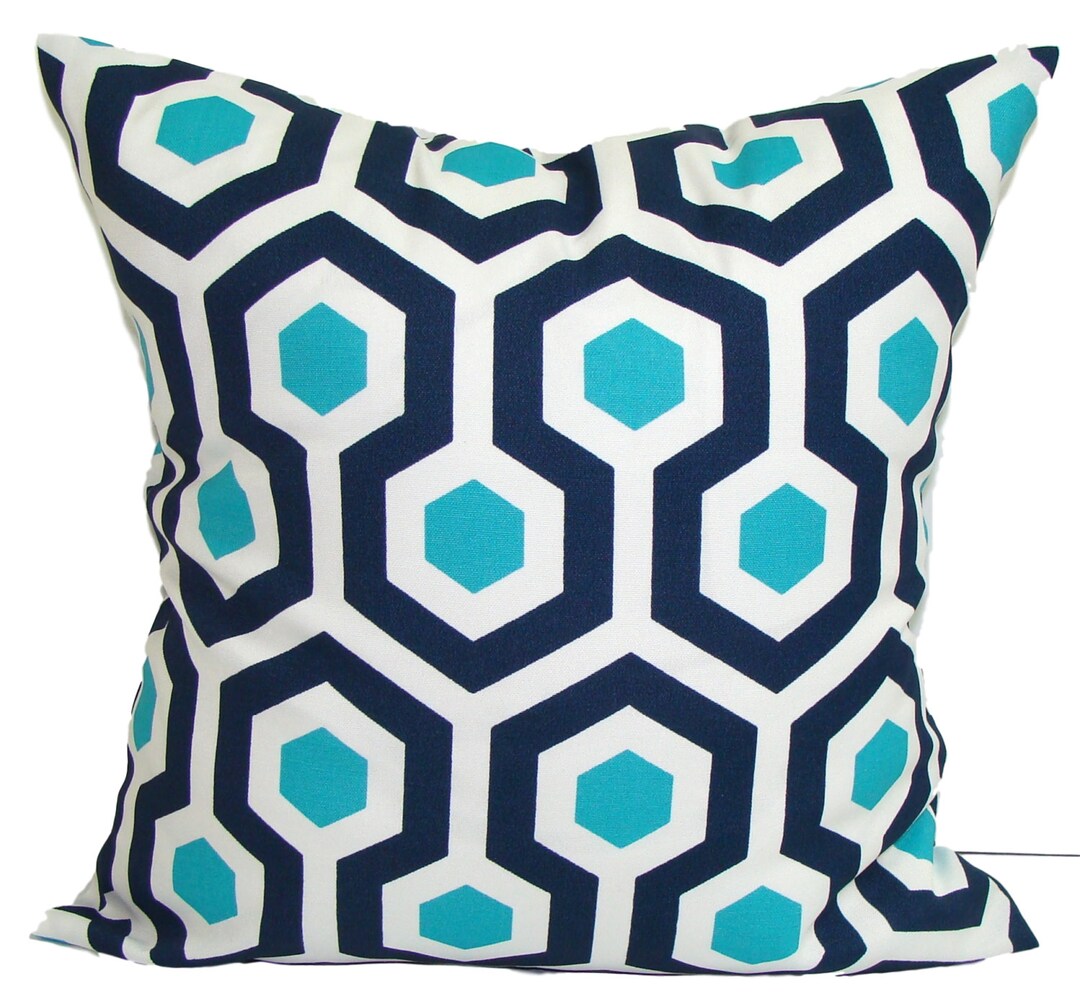 Turquoise Throw Pillow Turquoise Pillow Covers Aqua Navy Etsy