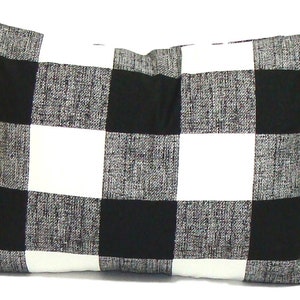 Lumbar Pillow Covers, Black Farmhouse Pillow, Black Check Pillow COVER, Black Lumbar Pillow Cover