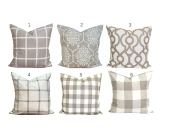 Tan Pillow Cover Sale, Tan Throw Pillow Covers for 20x20, 18x18, 16x16 Inserts, ALL SIZES incl Euro Shams and Lumbar
