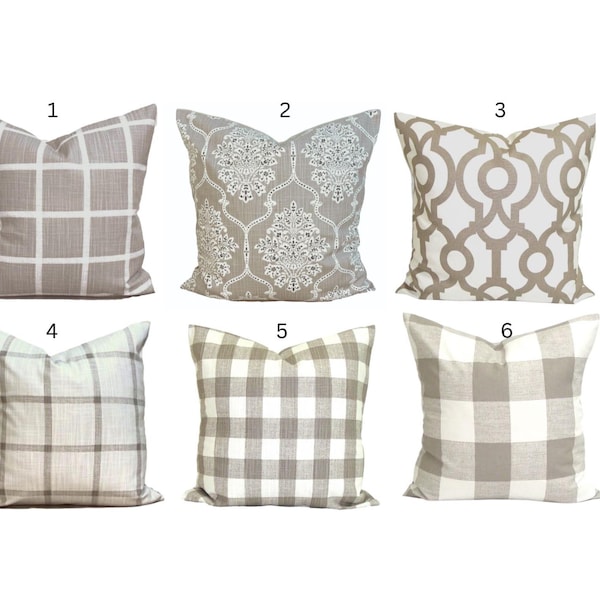 Tan Pillow Cover Sale, Tan Throw Pillow Covers for 20x20, 18x18, 16x16 Inserts, ALL SIZES incl Euro Shams and Lumbar