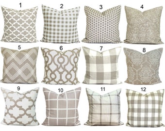 Tan Pillow Covers. Tan Throw Pillow Cover, Farmhouse Pillow Covers, 20x20, 18x18, 16x16, ALL SIZES