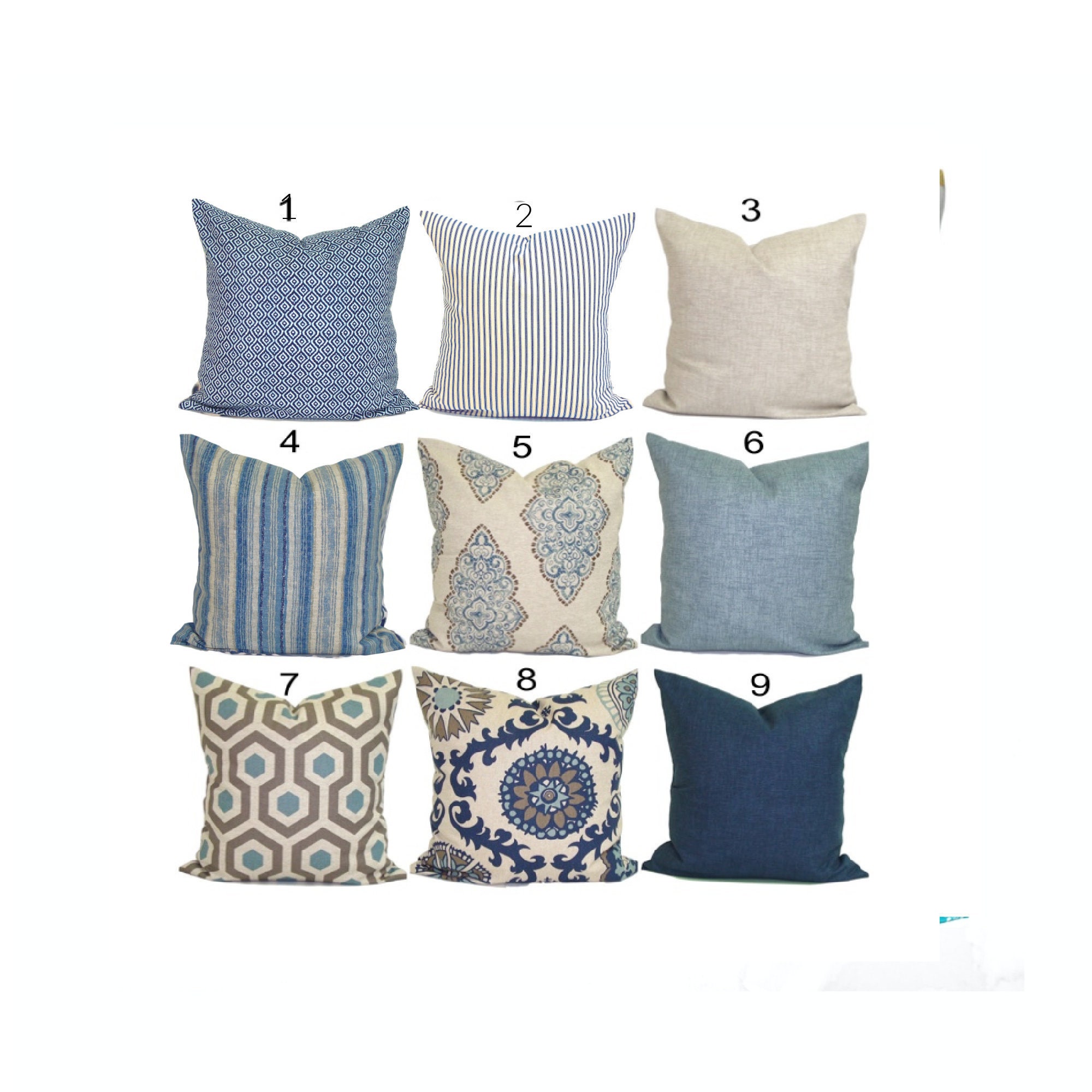 Indigo Blue Pillow. Indigo Blue Decor, Blue Pillow COVER, Blue Euro S…