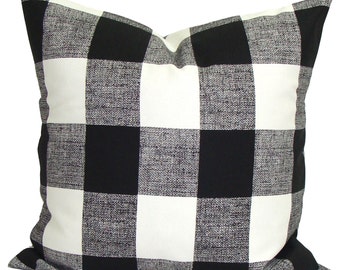 BLACK OUTDOOR Pillow Cover, Outdoor Farmhouse Pillow Cover, Black Pillow Covers for 20x20, 18x18, 16x16 Inserts, ALL Sizes