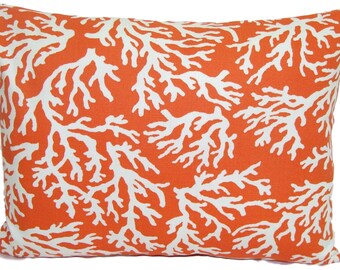 OUTDOOR PILLOW Cover Sale.ORANGE Outdoor .12x16 or 12x18 inch.Pillows.Lumbar Pillow Cover.Decorative Pillows.Housewares.Coral.Indoor.Outdoor
