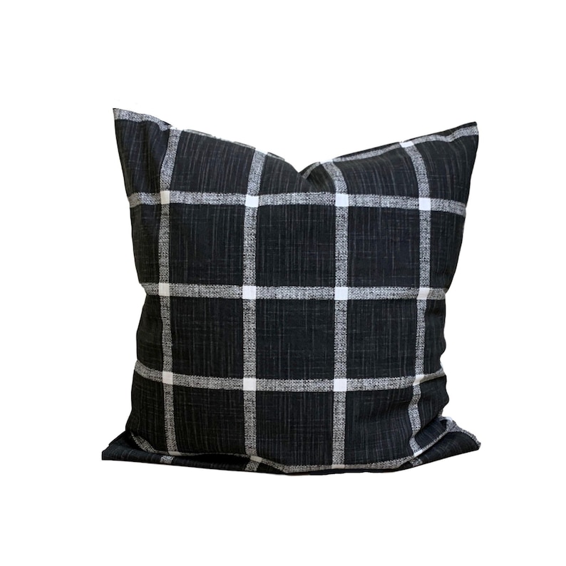 Christmas Pillow Cover Black Plaid PILLOW Cover Black Check Etsy