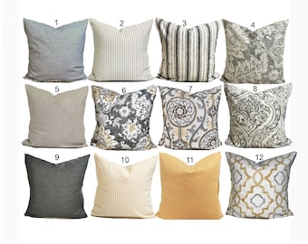 GRAY PILLOWS, TAN Throw Pillow Covers, Grey Pillows, Gold Pillows, 20x20 Pillow, 16x16 Pillow, 18x18 Pillow, All Sizes