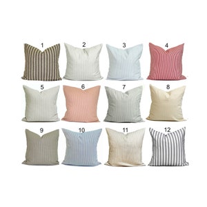 Ticking Pillow Covers, Ticking Throw Pillow Covers, Farmhouse Pillow Covers for 20x20 Pillow, 18x18 Pillow, 16x16 Pillow, All Sizes