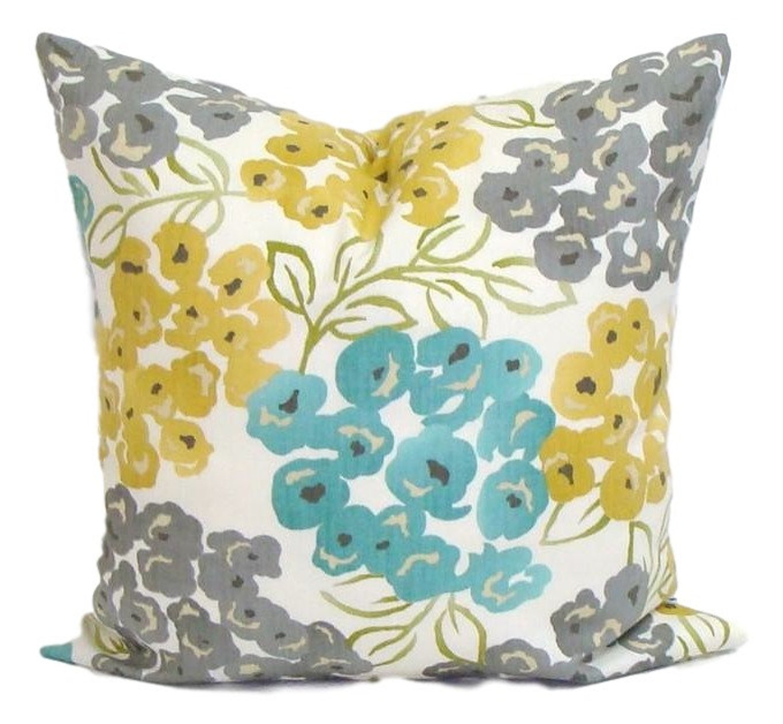 Teal Pillow Cover Floral Pillow COVER Teal Throw Pillow Etsy