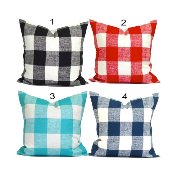 OUTDOOR Christmas Pillow COVER Outdoor Plaid Pillows Outdoor Etsy