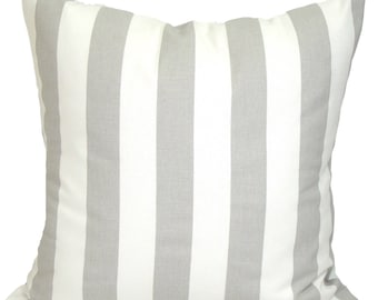 Gray Stripe Pillow COVER, Gray Farmhouse Pillow Covers, Gray Farmhouse Pillow Covers for 20x20 Pillow, 16x16, 18x18 Pillows, All Sizes