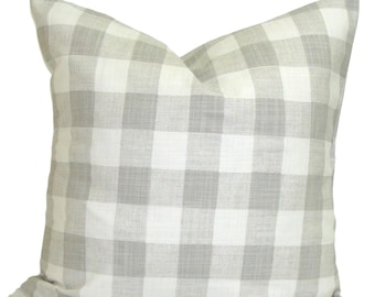 Gray Pillow Cover, Gray Farmhouse Decor, Grey Plaid Pillow Covers for 20x20 Pillow, 16x16 Pillows, 18x18 Pillows, All Sizes