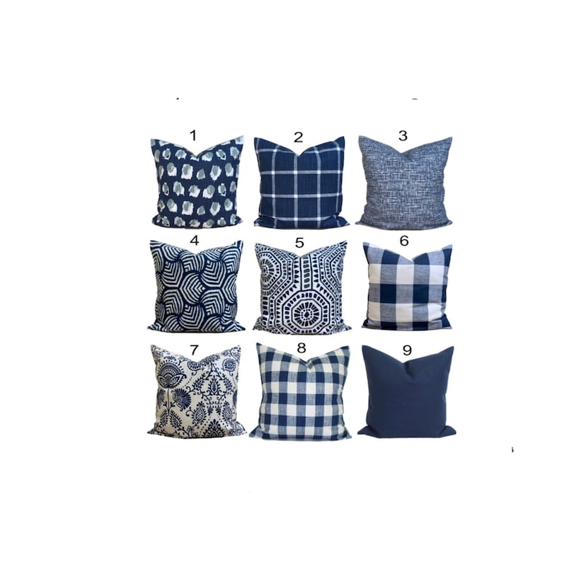 Blue Farmhouse Pillow. Blue Farmhouse Decor Blue Check Pillow Etsy