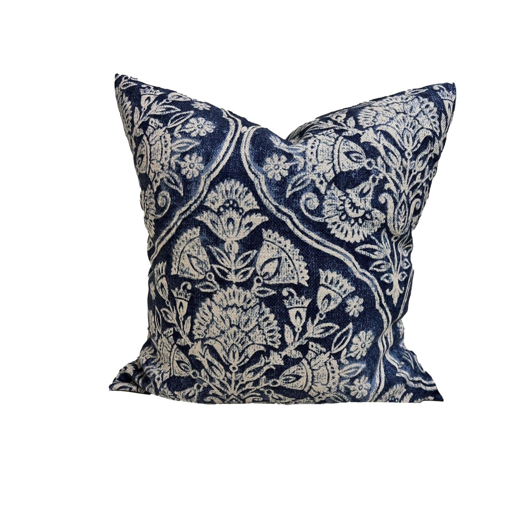 Indigo Moon Ghostly Embroidery Throw Pillow - 18x18”, Down