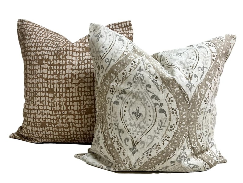 TAN PILLOWS GRAY Pillow Covers Gray Throw Pillow Covers Tan Etsy