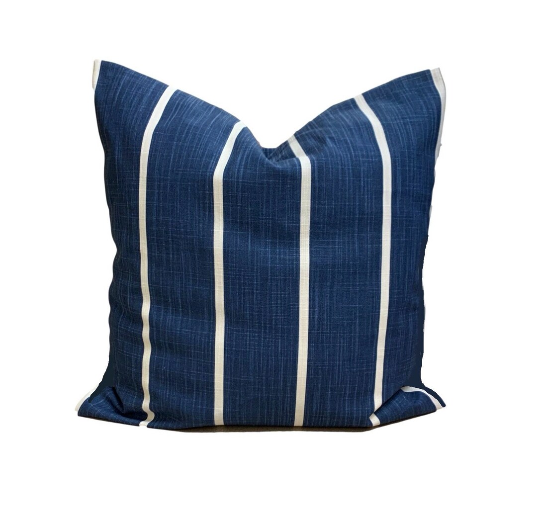 Blue Farmhouse Pillow. Blue Stripe Pillow Cover Blue Euro Etsy