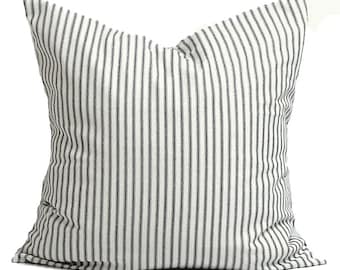 Pillow Cover Sale, Black Ticking Pillow Covers for 16x16" Pillow Inserts, Farmhouse Pillow Covers