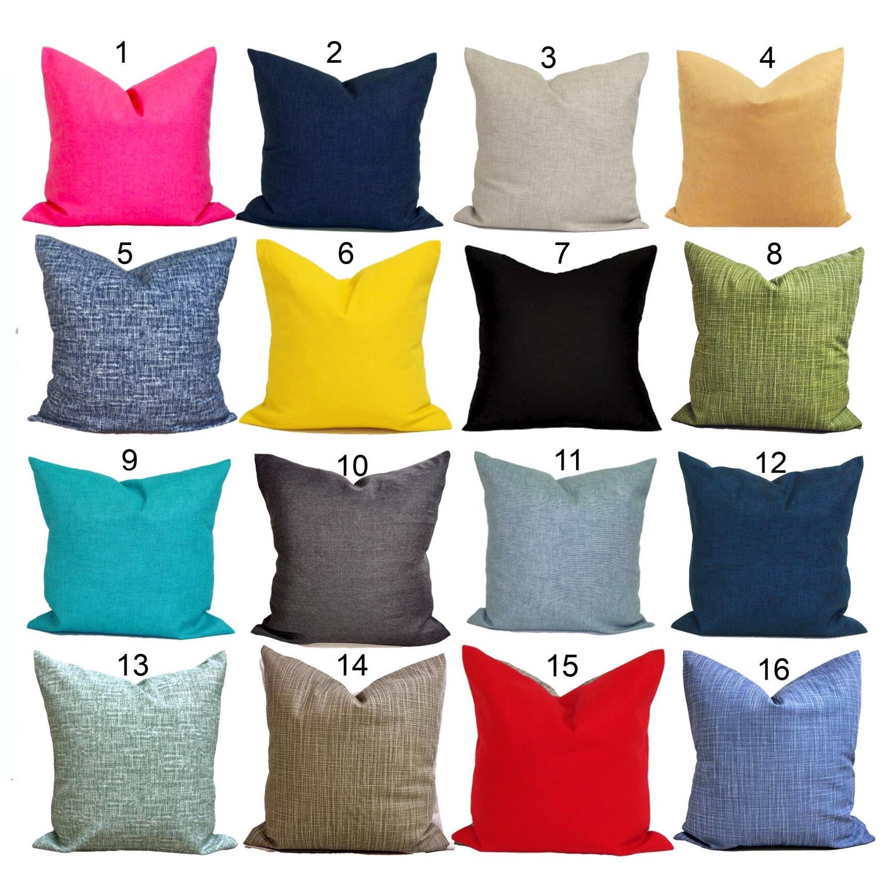 Solid Pillow COVERS, Solid Throw Pillow Covers, Solid Decorative Pillow Covers for 20x20, 18x18, 16x16 Inserts, ALL SIZES incl Euro Shams
