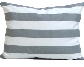 Gray Pillow Cover Sale. Farmhouse Pillow Covers, Gray Stripe Pillow Cover for a 12x16" or 12x18" Pillow