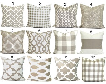 Pillow Cover.Decorative Pillow Cover, Tan Pillow. Throw Pillow, Neutral Pillow, Accent Pillow, Cushion Cover, Taupe, Ecru.All Sizes, Sham