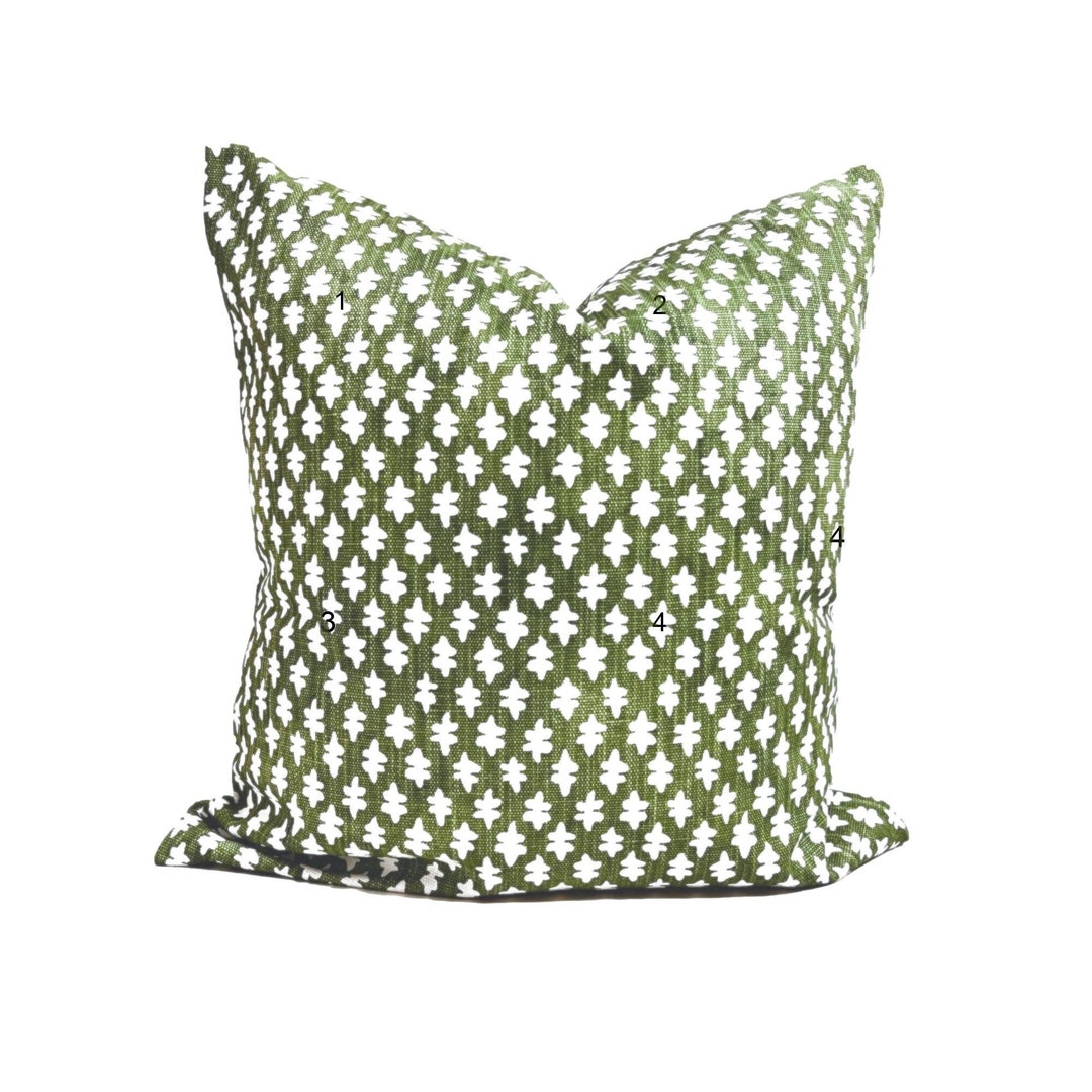 Green Throw Pillow Covers, Green Block Print Pillow Covers for 20x20 ...