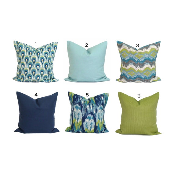 Designer Blue or Green Pillow Cover / Aqua Pillow / Blue Throw