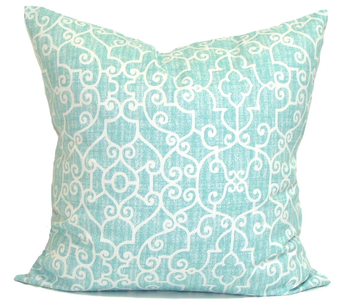 Aqua Throw Pillows Light Blue Pillow COVER for 18x18 Pillow Etsy