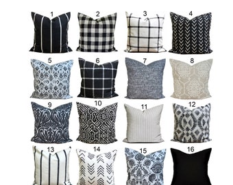 Black Pillow Covers, Black Throw Pillow Covers, Farmhouse Decor, Farmhouse Pillow Covers for 20x20, 18x18, 16x16 Inserts ALL SIZES