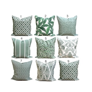 Green Pillow Covers, Outdoor Pillow Covers, Green Throw Pillow Covers for 18x18, 16x16, 20x20 Pillow Covers image 2