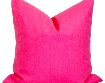 Solid Pink Pillow Cover, Pink Throw Pillow Cover, Fuchsia Pink Pillow Covers for 20x20, 18x18, 16x16 Inserts, ALL SIZES