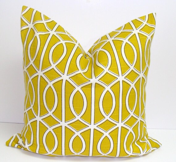 Items similar to Pillow.Gold Crate and Barrel Fabric.16X16 inch.Decorator Pillow Cover.Printed