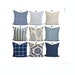 Indigo Blue Pillow COVER, Blue Tan Pillows, Blue Throw Pillows, Blue Euro Sham, 20x20, 18x18, 16x16, ALL SIZES 