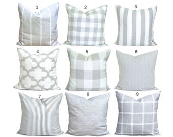 Gray Throw Pillow, Gray Pillow COVER, Farmhouse Decor, Farmhouse Pillow Covers for 20x20, 18x18, 16x16 Inserts, ALL SIZES incl Euro Shams