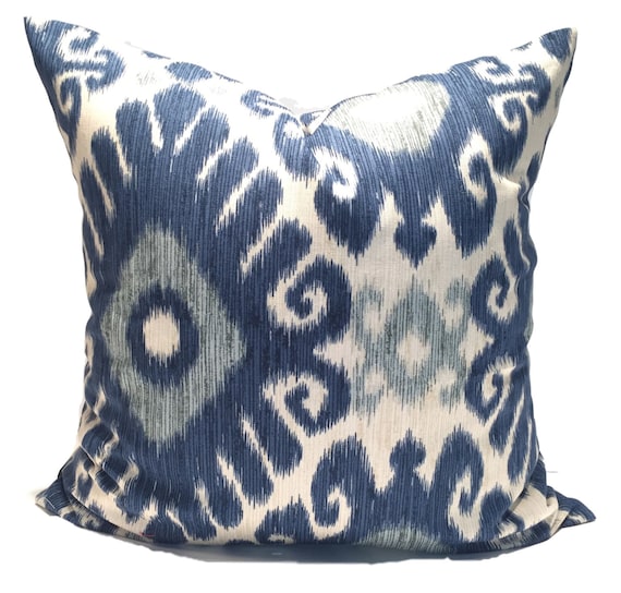 Blue Throw Pillow COVER Indigo Ikat Indigo Blue Ikat Decorative Pillow
