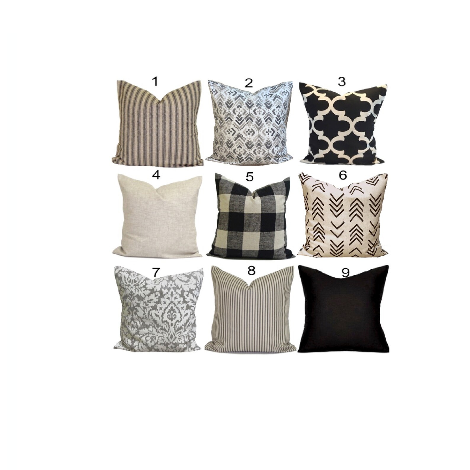 Black Farmhouse Pillow COVER Black Tan Pillow Cover Black Etsy