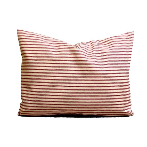 Red ticking pillows deals