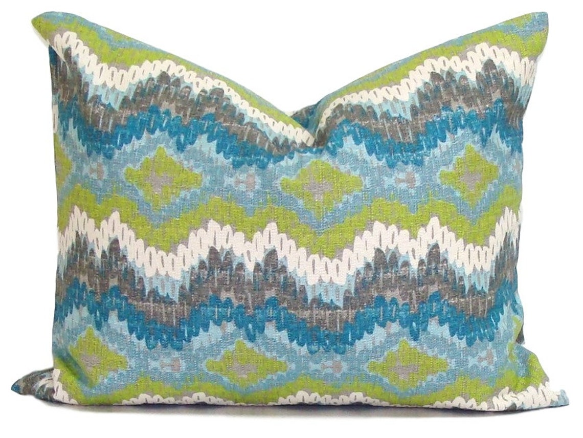 Blue GREEN Pillow SALE Blue Throw Pillow COVER Blue Green Etsy